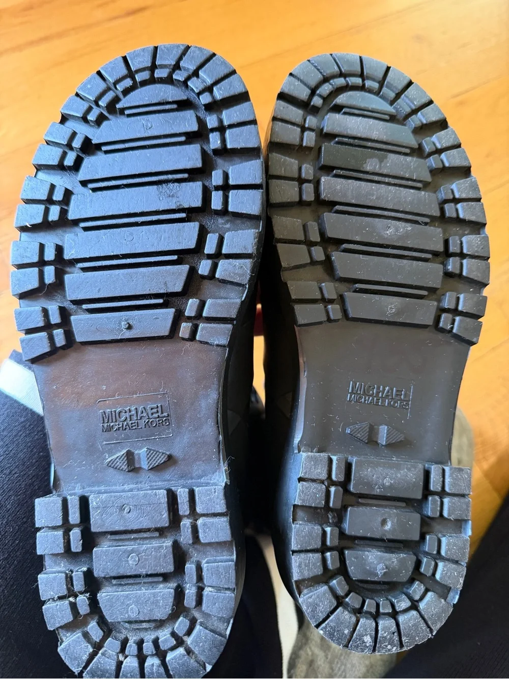 Michael Kors Black Lace-Up Rubber Combat Boots